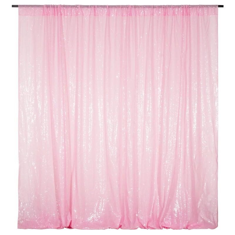 Poise3EHome Pink Sequin Backdrop,8FT x 8FT Pink Sequin Photography Backdrop Curtain for Party Decoration - Image 1